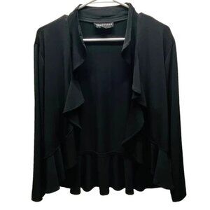 Connected Apparel Open Front Jacket Women's XL Black Lightweight Cover Up Ruffle